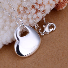 gorgeous silver plated pendant necklace heart centercollier wedding jewelry J4U66