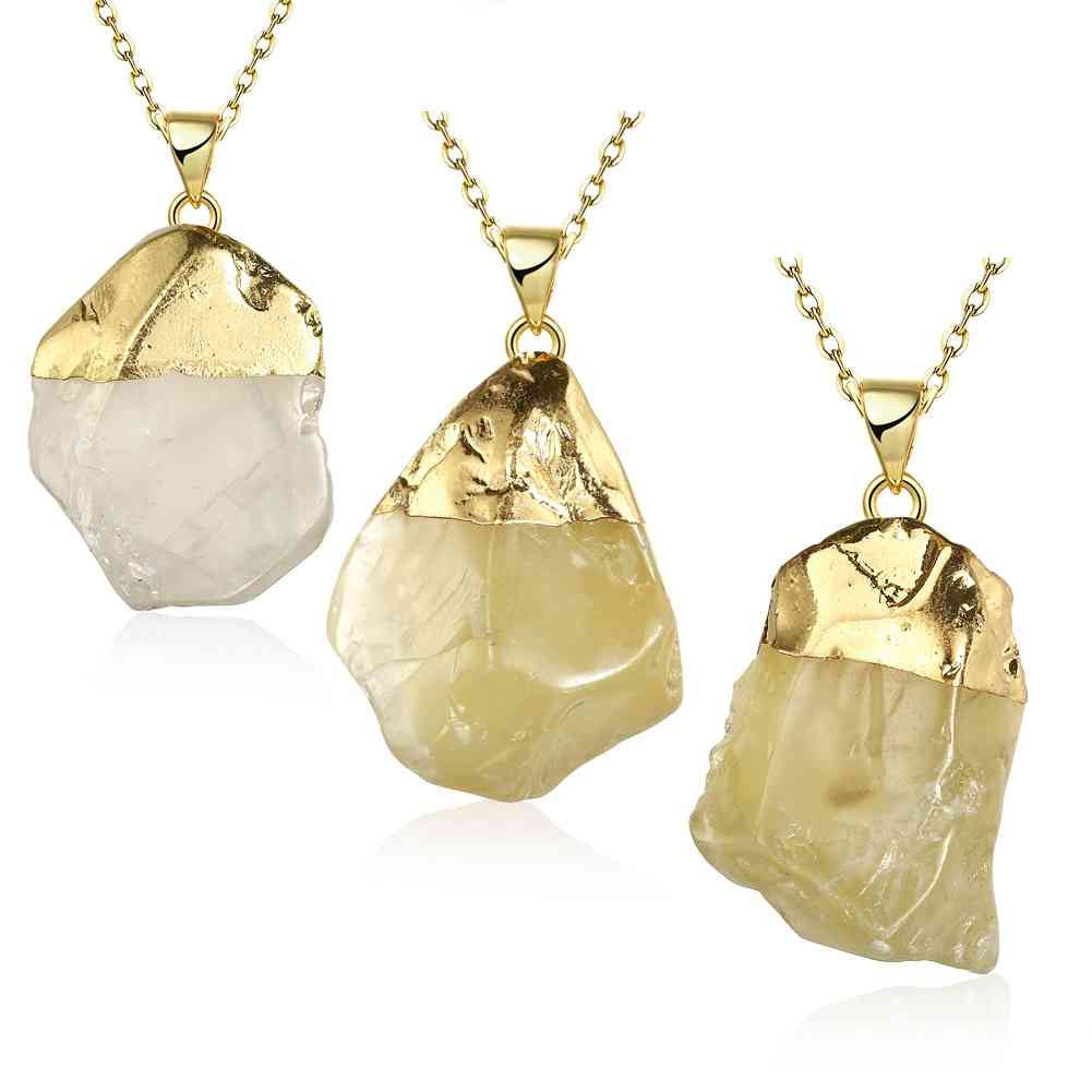 quartz crystal statement necklace casual stone collares mujerhbn23 J4U66