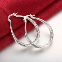 silver earring ellipse skin prismatic hoop orecchini gift for her smte25 J4U66
