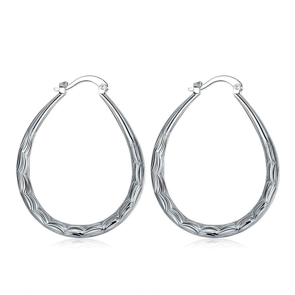 silver earring ellipse skin prismatic hoop orecchini gift for her smte25 J4U66