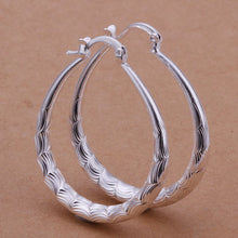 silver earring ellipse skin prismatic hoop orecchini gift for her smte25 J4U66