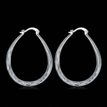 silver earring ellipse skin prismatic hoop orecchini gift for her smte25 J4U66