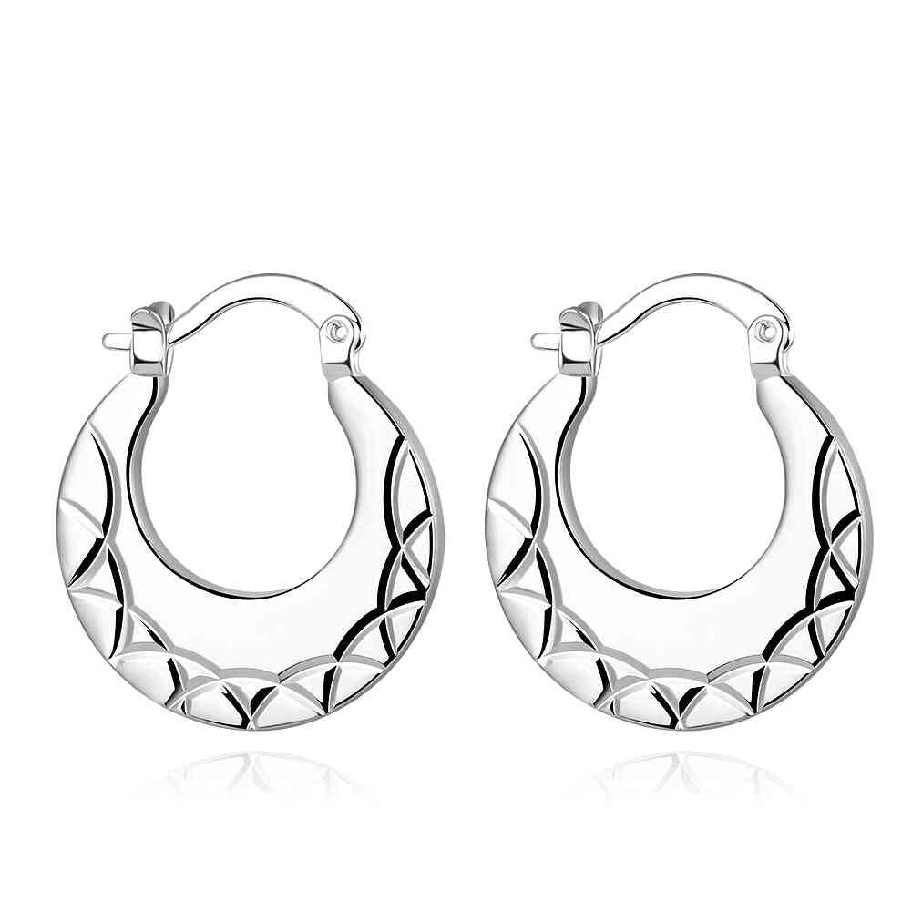 silver plated earings hollow round clip orecchini ruby jewelry smte0 J4U66