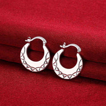 silver plated earings hollow round clip orecchini ruby jewelry smte0 J4U66