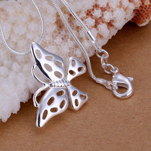 silver plated pendant necklace cute butterfly tattoo choker wedding J4U66