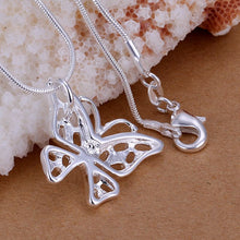 silver plated pendant necklace cute butterfly tattoo choker wedding J4U66