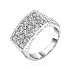silver wedding ring three rows stone bague femme floating charms hbr01 J4U66
