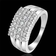 silver wedding ring three rows stone bague femme floating charms hbr01 J4U66