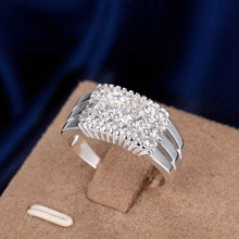 silver wedding ring three rows stone bague femme floating charms hbr01 J4U66