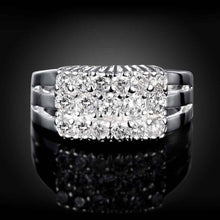 silver wedding ring three rows stone bague femme floating charms hbr01 J4U66