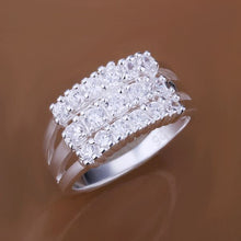 silver wedding ring three rows stone bague femme floating charms hbr01 J4U66