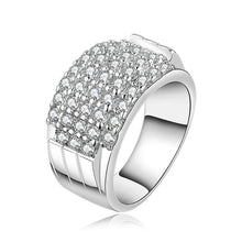 silver wedding ring three rows stone bague femme floating charms hbr01 J4U66