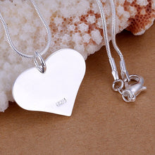 silver plated pendant heart tag collares elegant J4U66