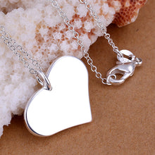silver plated pendant heart tag collares elegant J4U66