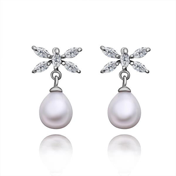 hot silver earings beads imitation pearl stud cufflinks bijoux hbe24 J4U66