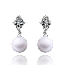 hot silver earings beads imitation pearl stud cufflinks bijoux hbe24 J4U66