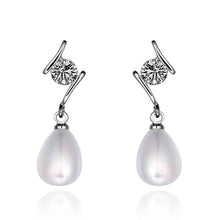 hot silver earings beads imitation pearl stud cufflinks bijoux hbe24 J4U66