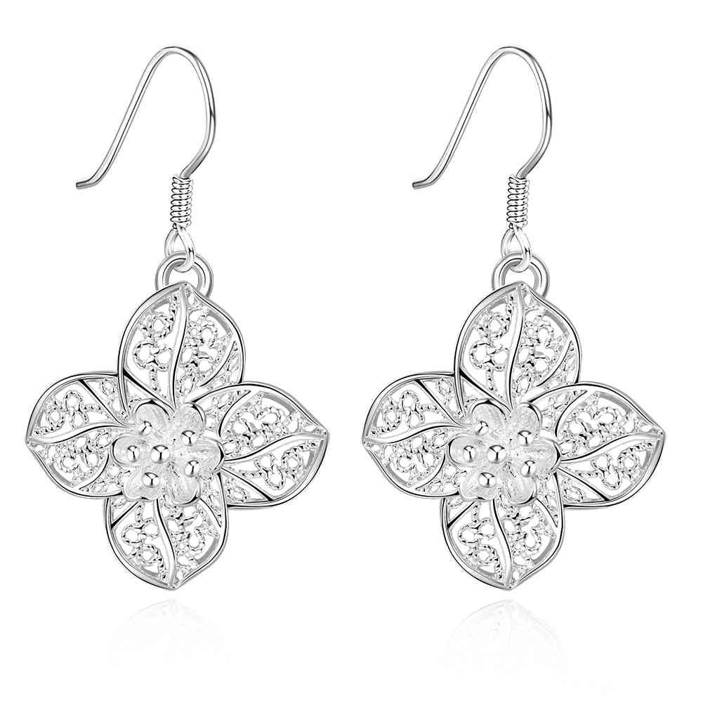 hot silver earring flower brinco wedding smte2 J4U66