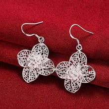 hot silver earring flower brinco wedding smte2 J4U66
