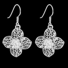 hot silver earring flower brinco wedding smte2 J4U66