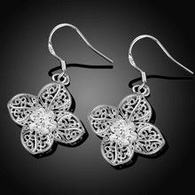 hot silver earring flower brinco wedding smte2 J4U66