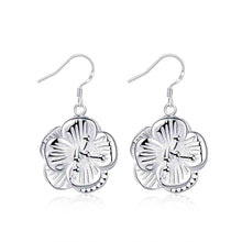 hot silver plated earings jewelry flower pendientes smte1 J4U66