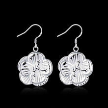 hot silver plated earings jewelry flower pendientes smte1 J4U66