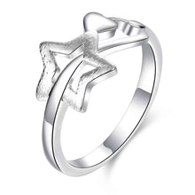hot silver plated ring five pointed star anel feminino collier plastron smtr754 J4U66