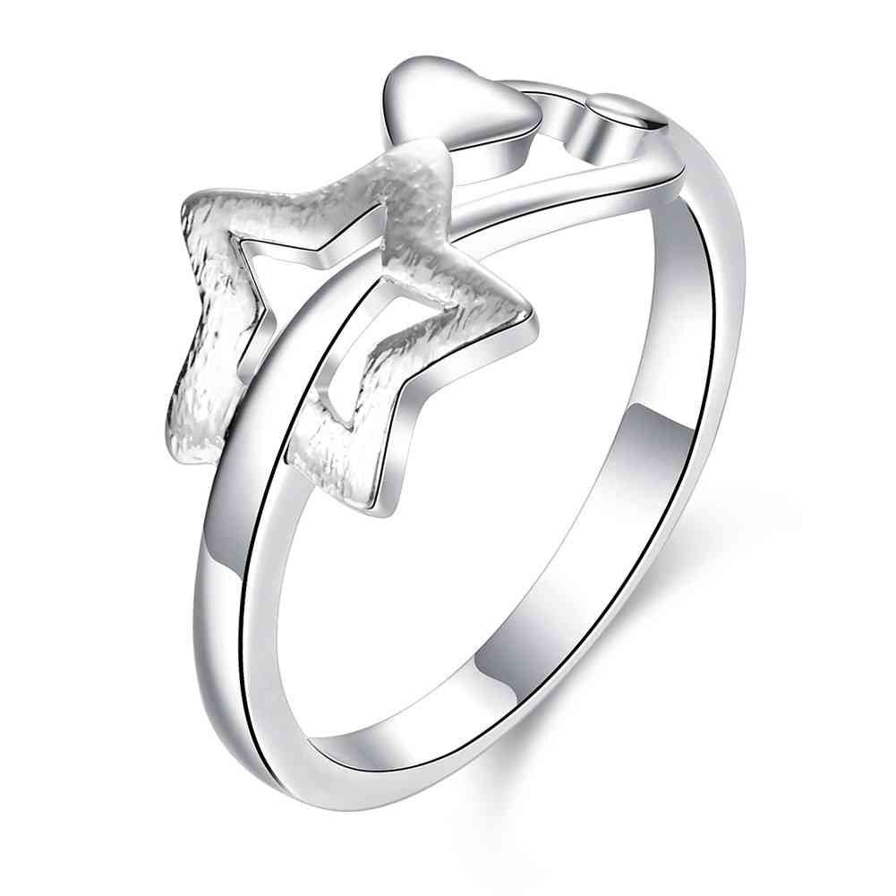 hot silver plated ring five pointed star anel feminino collier plastron smtr754 J4U66