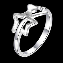 hot silver plated ring five pointed star anel feminino collier plastron smtr754 J4U66