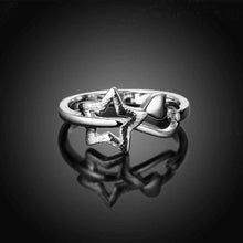 hot silver plated ring five pointed star anel feminino collier plastron smtr754 J4U66