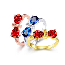 hot 18k gold plated wedding rings bow insets anillos collier plastron hbr17 J4U66