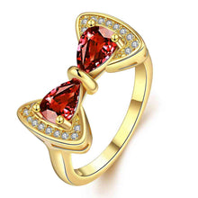 hot 18k gold plated wedding rings bow insets anillos collier plastron hbr17 J4U66