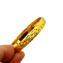 hot 24k gold plated charms bangle garving flower women pulseras joias hbb04 J4U66