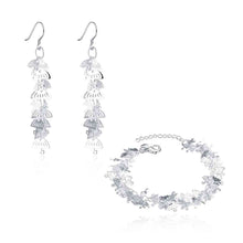 hot silver jewelry set leaf earrings bracelet sets for women sport hbs07 J4U66
