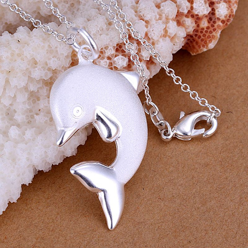 hot silver plated pendant frosted dolphins tenis masculino J4U66