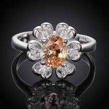 hot silver plated wedding ring insets flower bague femme floating charms hbr27 J4U66