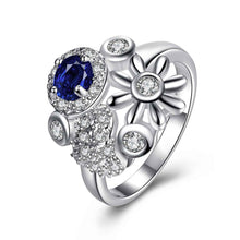 hot silver plated wedding ring insets flower bague femme floating charms hbr27 J4U66