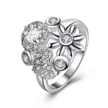 hot silver plated wedding ring insets flower bague femme floating charms hbr27 J4U66