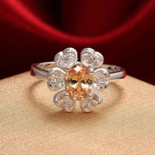 hot silver plated wedding ring insets flower bague femme floating charms hbr27 J4U66
