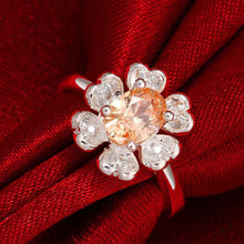 hot silver plated wedding ring insets flower bague femme floating charms hbr27 J4U66