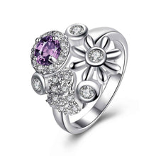hot silver plated wedding ring insets flower bague femme floating charms hbr27 J4U66