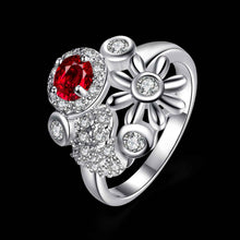 hot silver plated wedding ring insets flower bague femme floating charms hbr27 J4U66