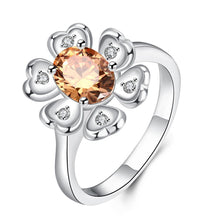hot silver plated wedding ring insets flower bague femme floating charms hbr27 J4U66