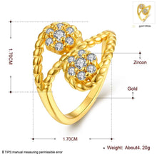18k gold plating rings for women inlaid crystal  aneis jewelry display J4U66
