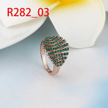 18k real gold plated wedding ring blue leaves anel joyas hbr20 J4U66