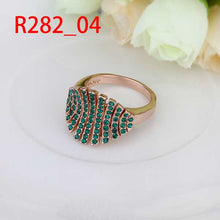 18k real gold plated wedding ring blue leaves anel joyas hbr20 J4U66