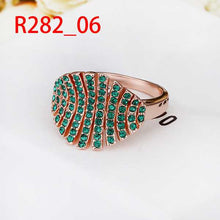 18k real gold plated wedding ring blue leaves anel joyas hbr20 J4U66