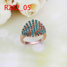 18k real gold plated wedding ring blue leaves anel joyas hbr20 J4U66