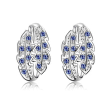 silver earrings willow leaf crystal stud brincos jewelry hbe32 J4U66